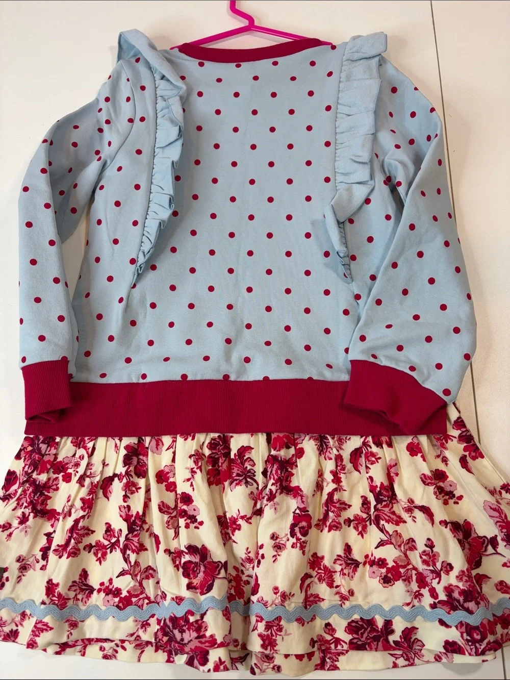 Matilda Jane Girls Size 6 NWT Floral & Polka Dot Ruffle Dress